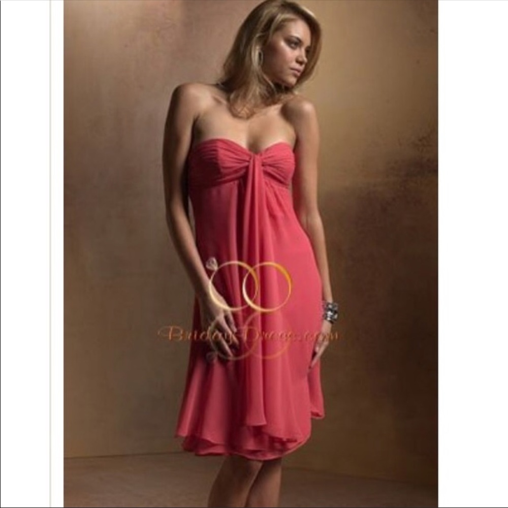 Coral chiffon dress formal / cocktail / bridesmaid